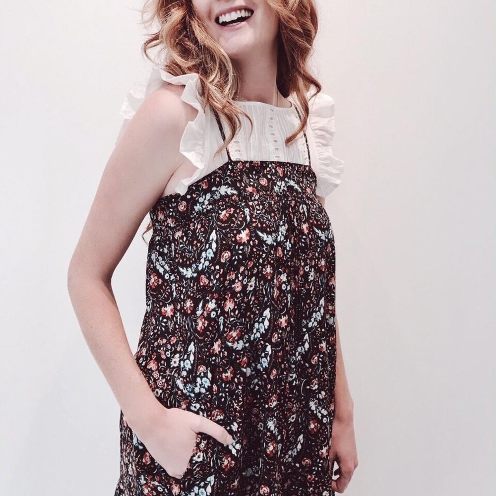 Flannel dixieland Black Floral maxi dress